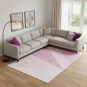 HomeRoots 8' X 10' Pink And Ivory Geometric Area Rug – Washable, UV Protected, Soft & Stain Resistant Design! 657033