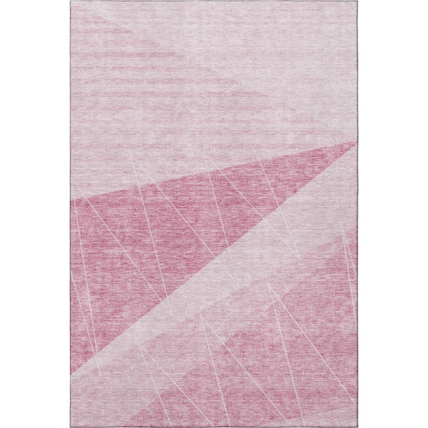 HomeRoots 8' X 10' Pink And Ivory Geometric Area Rug – Washable, UV Protected, Soft & Stain Resistant Design! 657033