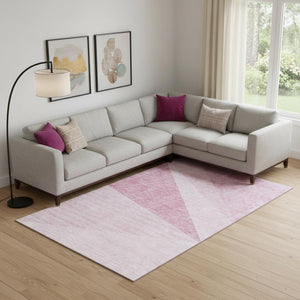 HomeRoots 9' X 12' Pink And Ivory Geometric Area Rug - Washable, UV Resistant, Stain-Proof for Modern Homes 657034