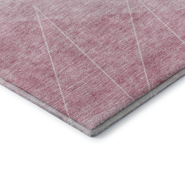 HomeRoots 9' X 12' Pink And Ivory Geometric Area Rug - Washable, UV Resistant, Stain-Proof for Modern Homes 657034