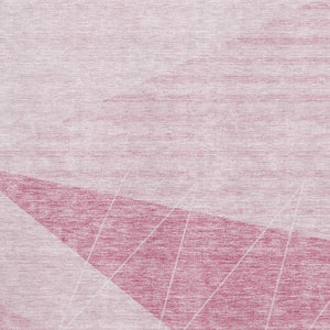 HomeRoots 9' X 12' Pink And Ivory Geometric Area Rug - Washable, UV Resistant, Stain-Proof for Modern Homes 657034