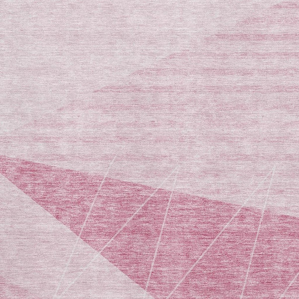 HomeRoots 9' X 12' Pink And Ivory Geometric Area Rug - Washable, UV Resistant, Stain-Proof for Modern Homes 657034