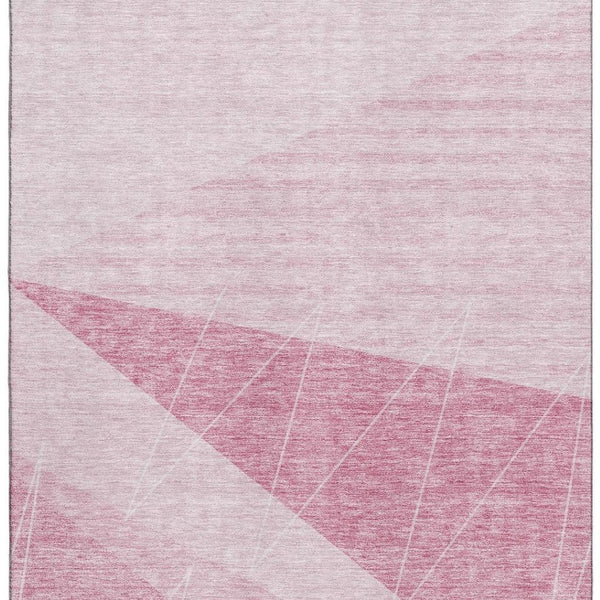 HomeRoots 9' X 12' Pink And Ivory Geometric Area Rug - Washable, UV Resistant, Stain-Proof for Modern Homes 657034