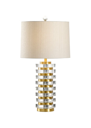 Wildwood Layers Of Luxe Lamp — Stacked Crystal Table Lamp With Antique Brass Finish, 32" Height For Elegant Ambient Lighting 65704
