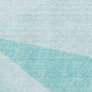HomeRoots 5' X 8' Teal and Ivory Geometric Area Rug - Washable, UV-Protected, Stylish for Any Space! 657043
