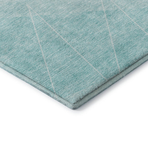 HomeRoots 8' X 10' Teal and Ivory Geometric Area Rug - Washable, UV Protected, Durable for Homes with Kids & Pets 657045