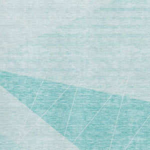HomeRoots 8' X 10' Teal and Ivory Geometric Area Rug - Washable, UV Protected, Durable for Homes with Kids & Pets 657045