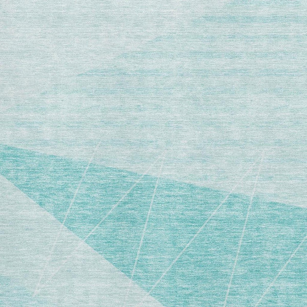 HomeRoots 8' X 10' Teal and Ivory Geometric Area Rug - Washable, UV Protected, Durable for Homes with Kids & Pets 657045