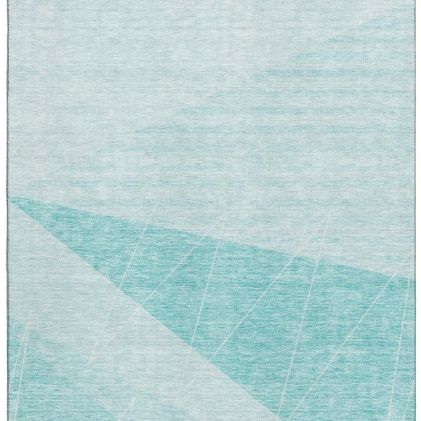 HomeRoots 8' X 10' Teal and Ivory Geometric Area Rug - Washable, UV Protected, Durable for Homes with Kids & Pets 657045