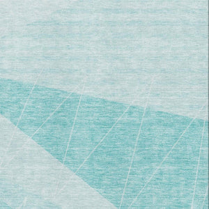 HomeRoots 9' X 12' Teal & Ivory Geometric Area Rug - Washable, UV-Protected, Perfect for Busy Homes & Style 657046