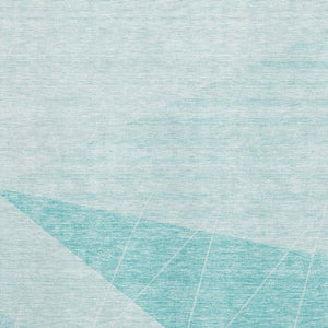 HomeRoots 10' Teal and Ivory Geometric Area Rug – Washable, UV-Protected, Durable Design for Busy Homes! 657047