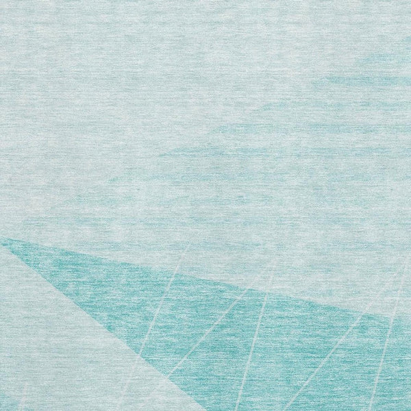 HomeRoots 10' Teal and Ivory Geometric Area Rug – Washable, UV-Protected, Durable Design for Busy Homes! 657047