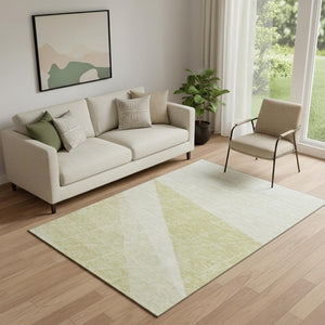 HomeRoots 5' X 8' Wheat & Ivory Geometric Area Rug - Stylish, Washable, UV-Protected, Pet-Friendly Design 657049