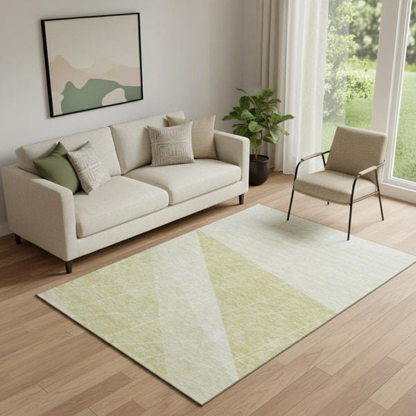 HomeRoots 5' X 8' Wheat & Ivory Geometric Area Rug - Stylish, Washable, UV-Protected, Pet-Friendly Design 657049