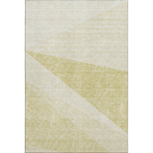 HomeRoots 5' X 8' Wheat & Ivory Geometric Area Rug - Stylish, Washable, UV-Protected, Pet-Friendly Design 657049