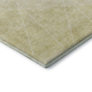 HomeRoots 5' X 8' Wheat & Ivory Geometric Area Rug - Stylish, Washable, UV-Protected, Pet-Friendly Design 657049