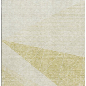 HomeRoots 5' X 8' Wheat & Ivory Geometric Area Rug - Stylish, Washable, UV-Protected, Pet-Friendly Design 657049
