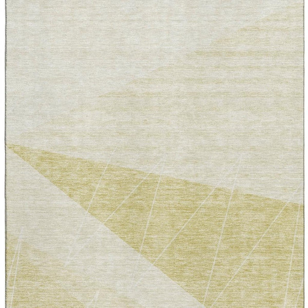 HomeRoots 5' X 8' Wheat & Ivory Geometric Area Rug - Stylish, Washable, UV-Protected, Pet-Friendly Design 657049