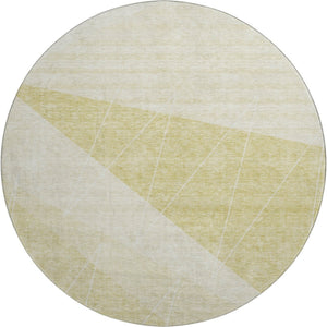 HomeRoots 8' Wheat Geometric Round Rug - Washable, UV-Protected, Durable & Stylish for Any Space or Patio 657050