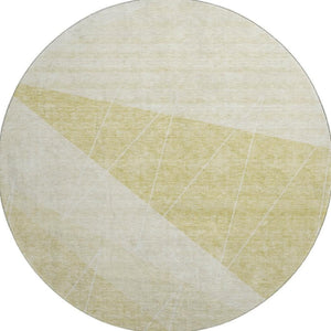 HomeRoots 8' Wheat Geometric Round Rug - Washable, UV-Protected, Durable & Stylish for Any Space or Patio 657050