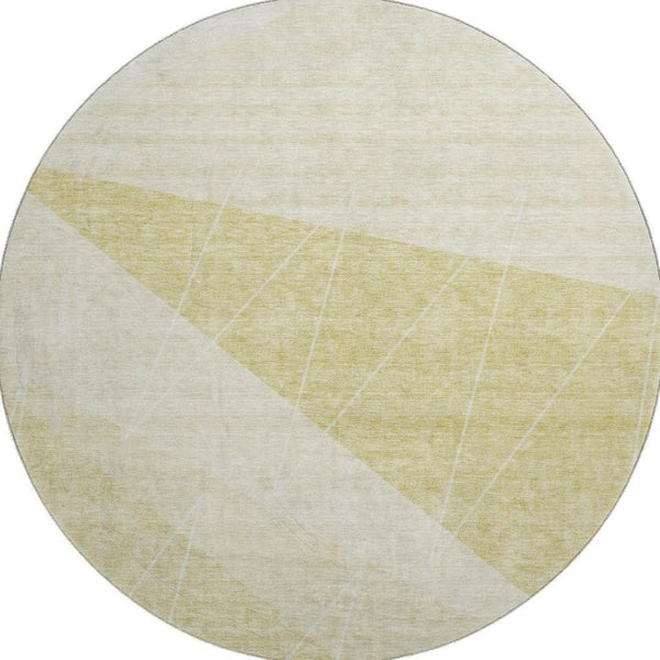 HomeRoots 8' Wheat Geometric Round Rug - Washable, UV-Protected, Durable & Stylish for Any Space or Patio 657050