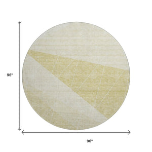 HomeRoots 8' Wheat Geometric Round Rug - Washable, UV-Protected, Durable & Stylish for Any Space or Patio 657050