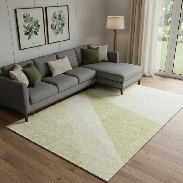 HomeRoots 9' X 12' Wheat And Ivory Geometric Area Rug - Washable, UV Protected, Durable & Stain Resistant Design 657052