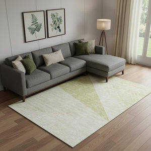 HomeRoots 10' X 14' Wheat and Ivory Geometric Area Rug - Machine-Washable, UV-Protected, Stain-Resistant Design 657053
