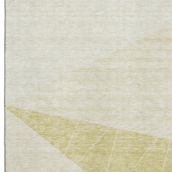 HomeRoots 10' X 14' Wheat and Ivory Geometric Area Rug - Machine-Washable, UV-Protected, Stain-Resistant Design 657053