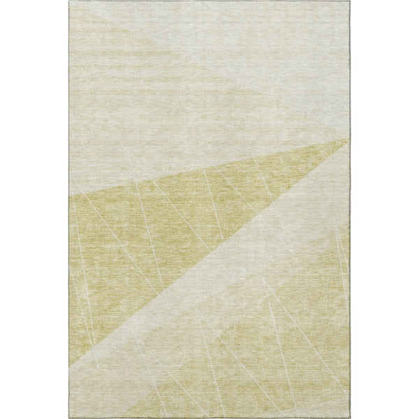 HomeRoots 10' X 14' Wheat and Ivory Geometric Area Rug - Machine-Washable, UV-Protected, Stain-Resistant Design 657053