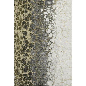 HomeRoots 8' X 10' Washable Abstract Area Rug in Beige, Gray & Ivory - Durable UV Protected Design for High-Traffic Areas 657063