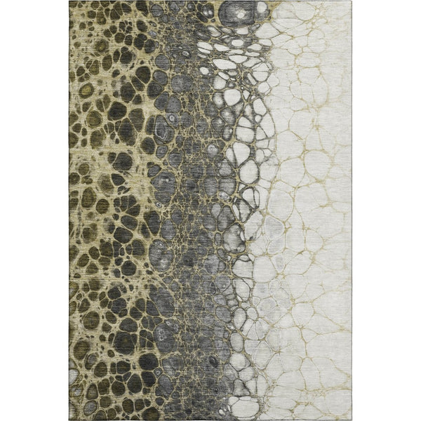 HomeRoots 8' X 10' Washable Abstract Area Rug in Beige, Gray & Ivory - Durable UV Protected Design for High-Traffic Areas 657063