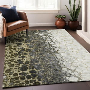 HomeRoots 10' Beige, Gray & Ivory Abstract Washable Area Rug - UV Protected, Stain Resistant for Modern Homes 657065