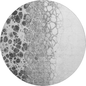 HomeRoots 8' Gray And Silver Abstract Round Rug - Washable, UV-Protected, Soft, and Easy-Care for Busy Homes 657068