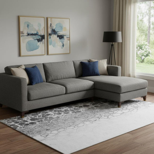HomeRoots 8' X 10' Gray and Silver Abstract Washable Area Rug - Stylish, Durable, Stain-Resistant, UV Protected! 657069