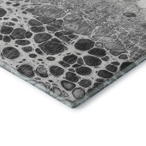 HomeRoots 8' X 10' Gray and Silver Abstract Washable Area Rug - Stylish, Durable, Stain-Resistant, UV Protected! 657069