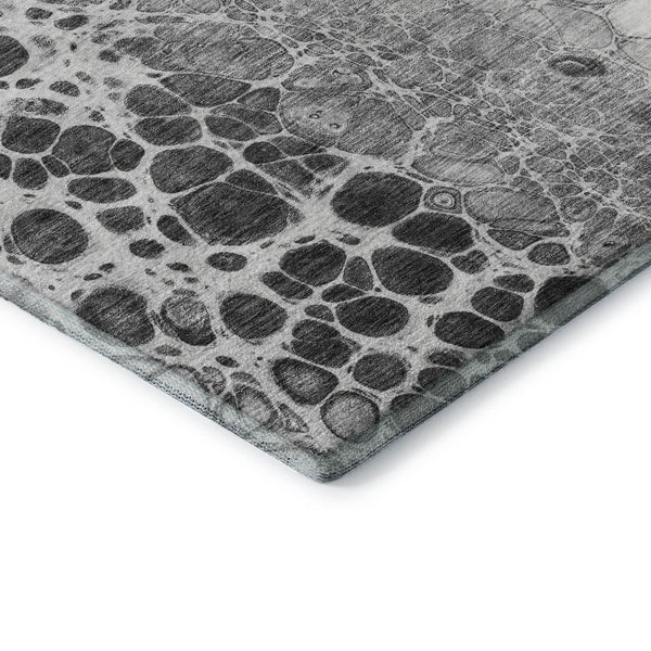HomeRoots 10' X 14' Gray & Silver Abstract Area Rug - Washable, Stain Resistant, UV Protected for Modern Spaces 657071