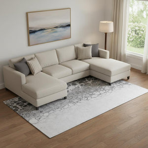 HomeRoots 10' X 14' Gray & Silver Abstract Area Rug - Washable, Stain Resistant, UV Protected for Modern Spaces 657071