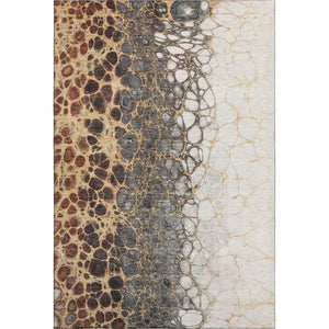 HomeRoots 10' Contemporary Ivory Gray & Gold Abstract Area Rug – Washable, UV Protected, Durable Design 657077
