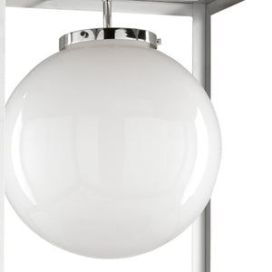 Wildwood High Square Chandelier In Polished Nickel With Oversized Milk-Glass Globes, 22"W Modern Lantern 65708