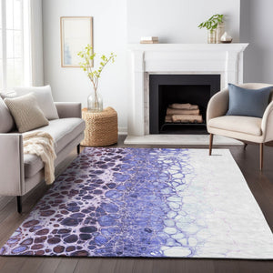 HomeRoots 10' X 14' Purple And Ivory Abstract Area Rug – Washable, UV-Protected, Durable Design for High-Traffic Spaces 657089