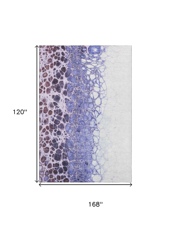 HomeRoots 10' X 14' Purple And Ivory Abstract Area Rug – Washable, UV-Protected, Durable Design for High-Traffic Spaces 657089