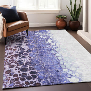 HomeRoots 10' X 14' Purple And Ivory Abstract Area Rug – Washable, UV-Protected, Durable Design for High-Traffic Spaces 657089