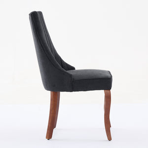 English Elm Rayon High-Back Dining Chair Set with Plush Flocking Upholstery, Rebound Sponge Comfort, Solid Wood Legs Black W1143P233646