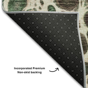 HomeRoots 9' X 12' Salmon Ivory & Green Abstract Washable Area Rug – Durable, UV Protected, Modern Design! 657094