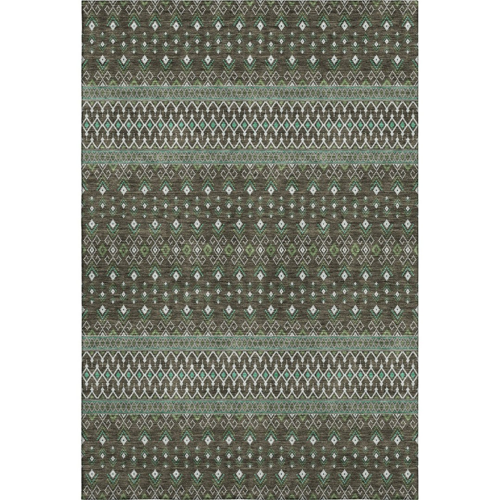 HomeRoots 5' X 8' Stylish Brown & Taupe Tribal Area Rug with UV Protection, Stain Resistance & Easy Care 657097
