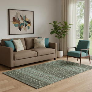 HomeRoots 5' X 8' Stylish Brown & Taupe Tribal Area Rug with UV Protection, Stain Resistance & Easy Care 657097