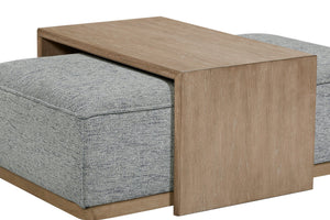 English Elm Ottoman Multifunctional Tray Table - Gray Upholstered With Removable Oak Tray For Stylish Living Spaces B2699P298406