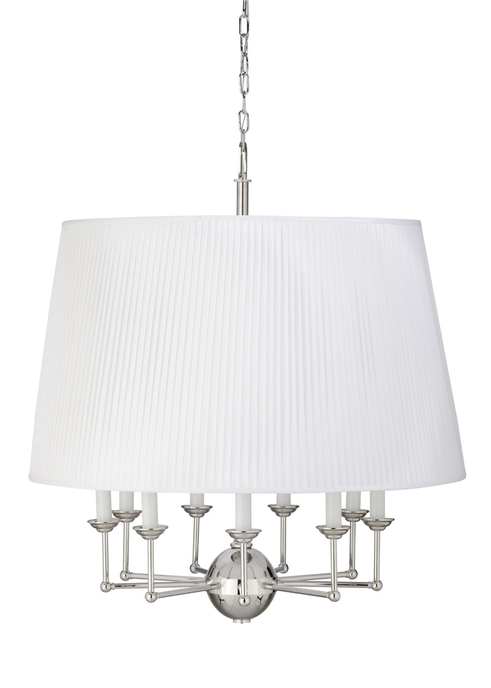 Wildwood Jermyn Large Chandelier With Off-White Silkette Shade, 9-Light Polished Nickel, Bold Architectural Glow 65710