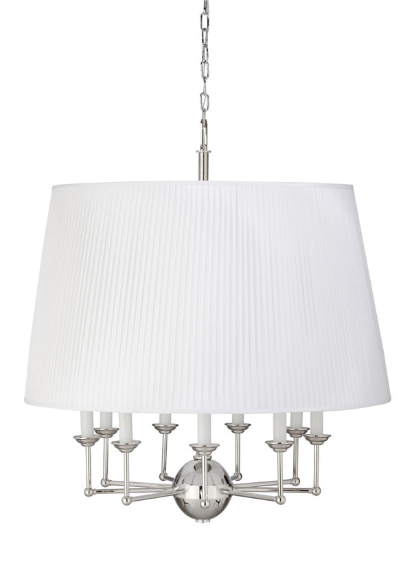 Wildwood Jermyn Large Chandelier With Off-White Silkette Shade, 9-Light Polished Nickel, Bold Architectural Glow 65710
